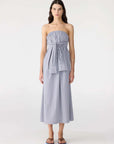 Bassike Mini Check Tie Detail Dress Blue Brown