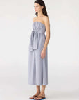 Bassike Mini Check Tie Detail Dress Blue Brown
