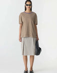 Bassike Stripe Boyfriend T Shirt Brown Stripe Heritage Purple