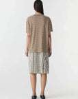 Bassike Stripe Boyfriend T Shirt Brown Stripe Heritage Purple