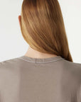 Bassike Slouch Turnback T Shirt Acid Taupe White