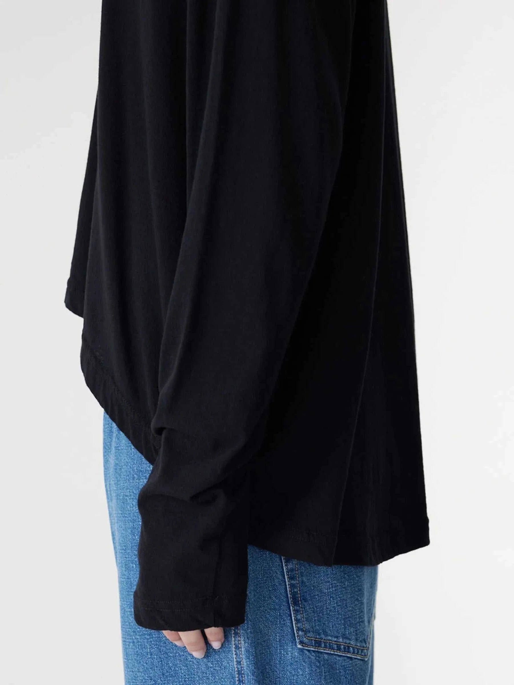 Bassike Curved Hem Heritage LS T Shirt Black