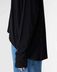 Bassike Curved Hem Heritage LS T Shirt Black