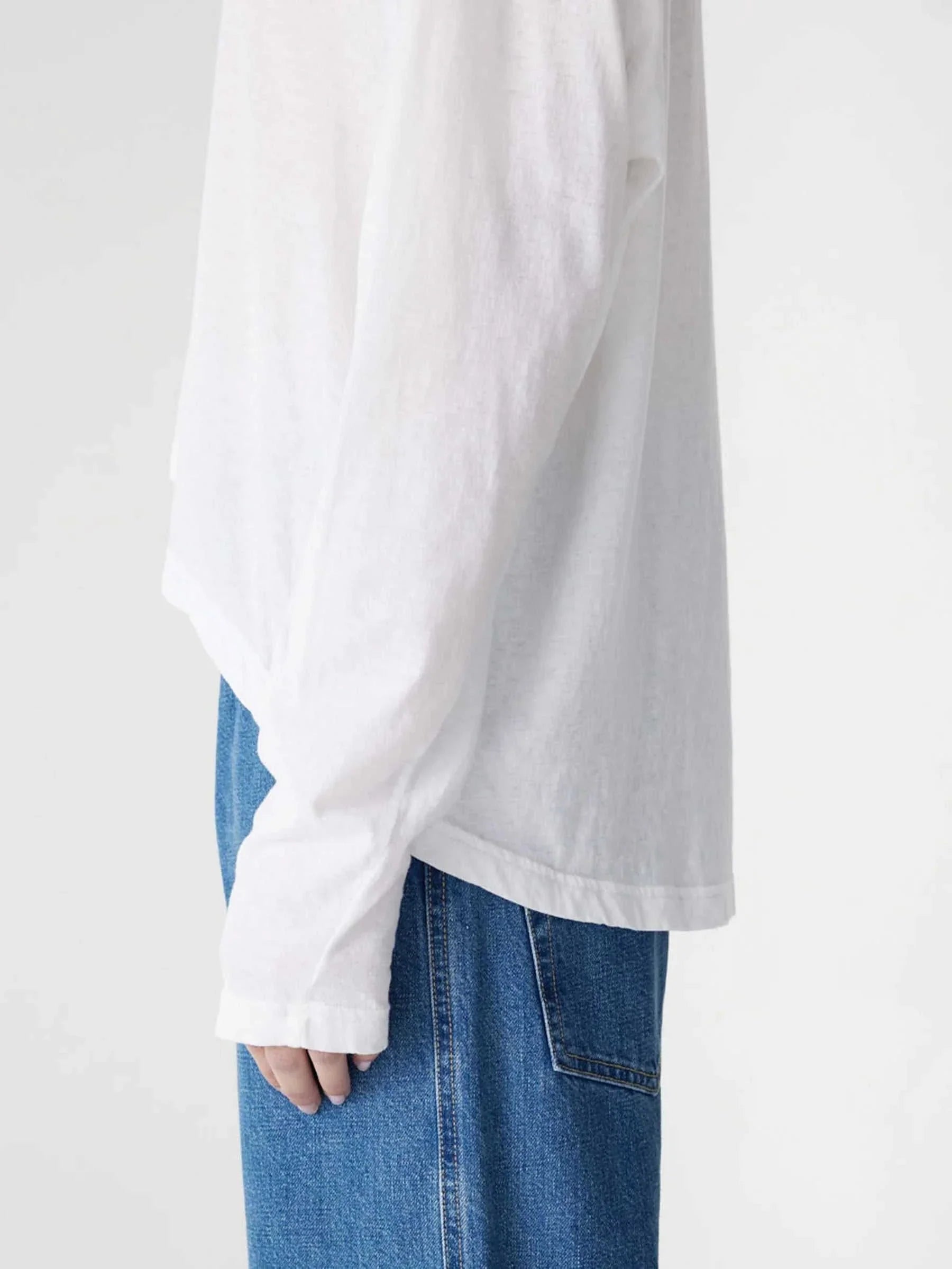 Bassike Curved Hem Heritage LS T Shirt White