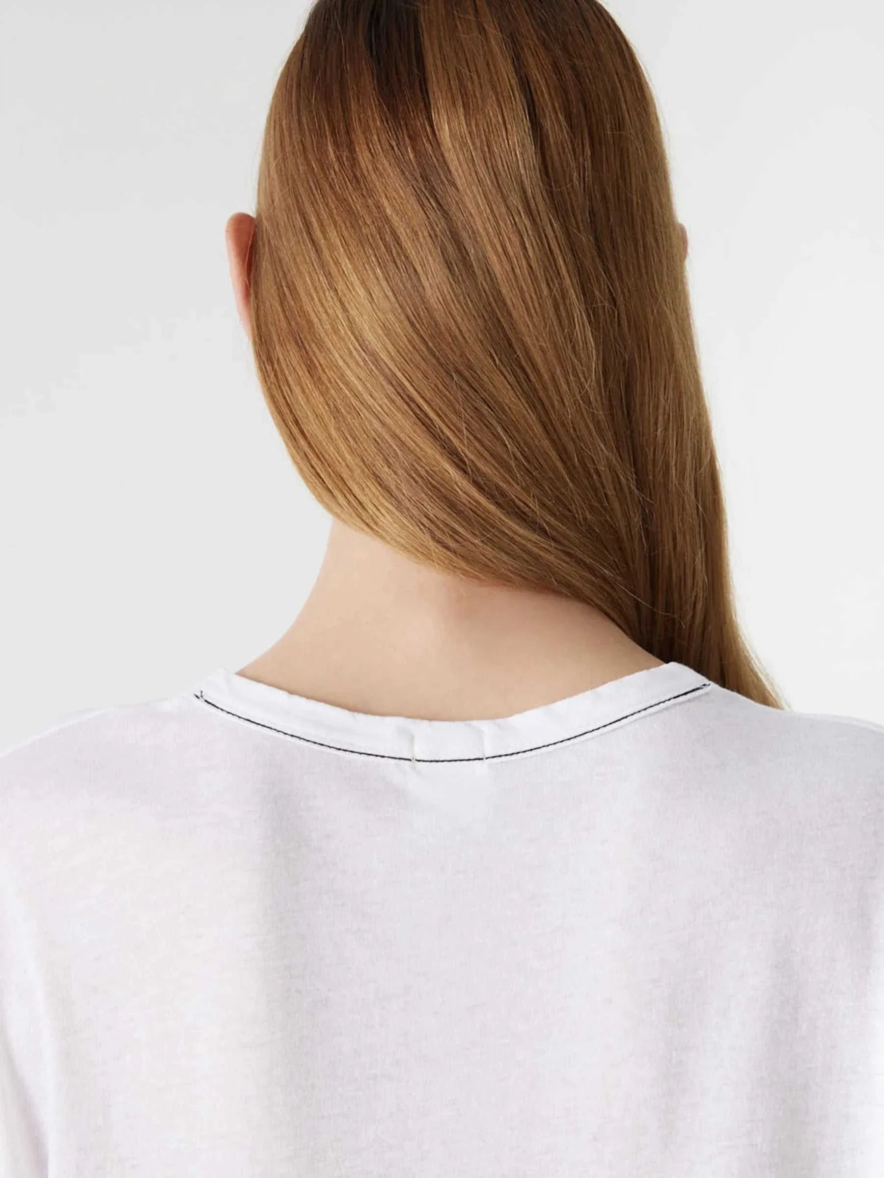 Bassike Curved Hem Heritage LS T Shirt White