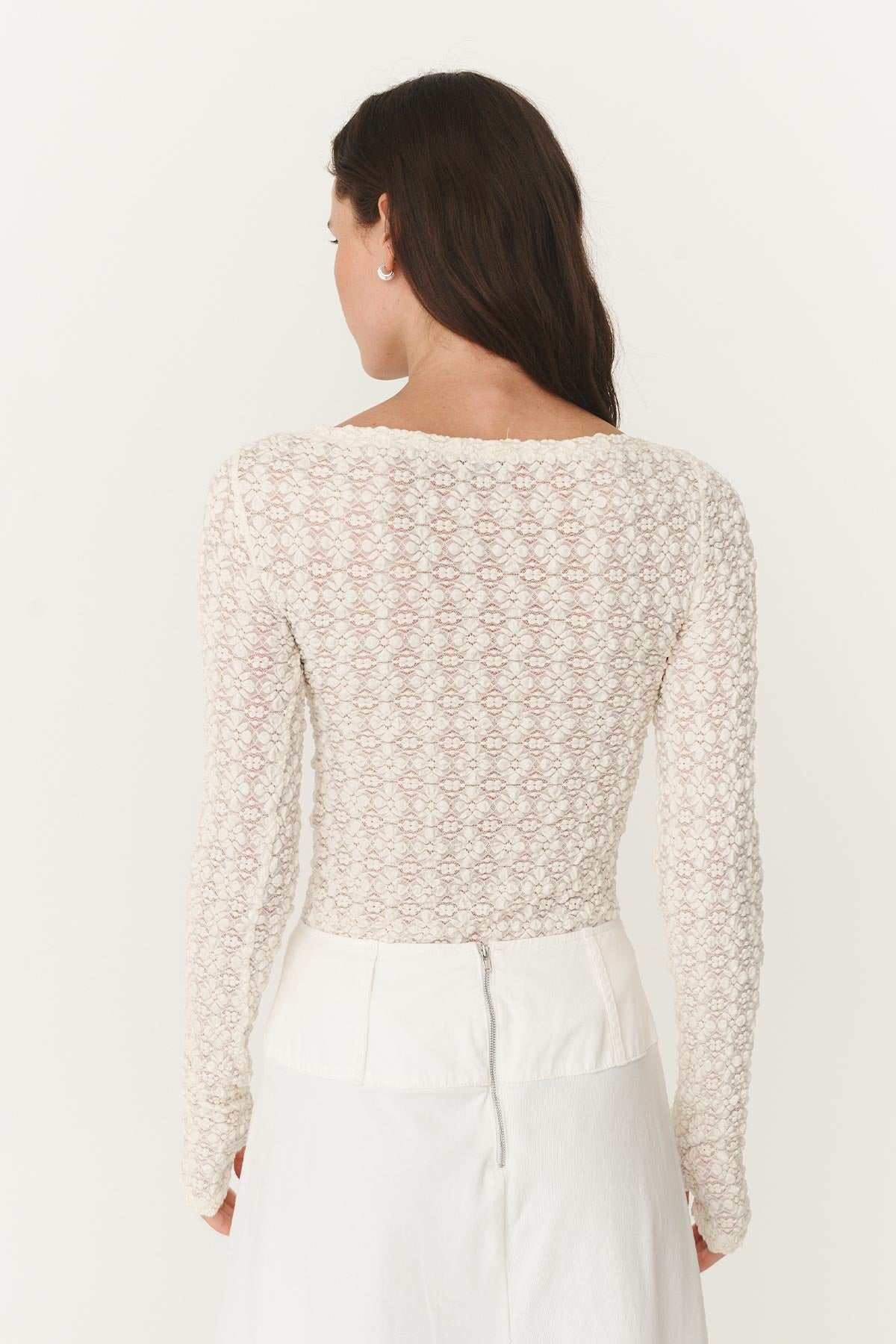Rowie Samantha Clover Lace Top Creme