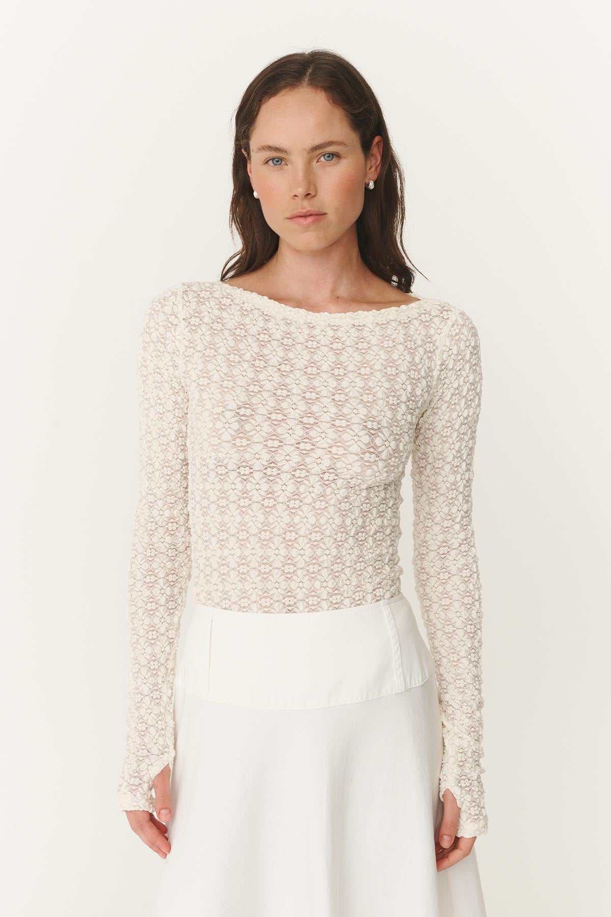 Rowie Samantha Clover Lace Top Creme