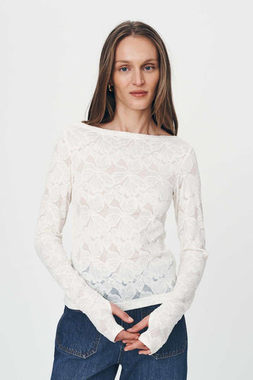 Rowie Samantha Lace Top Creme
