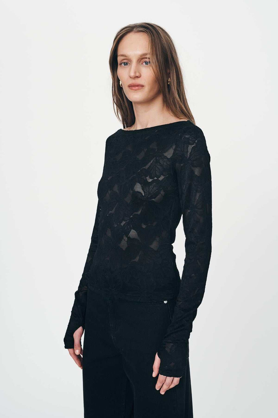 Rowie Samantha Lace Top Black Noir