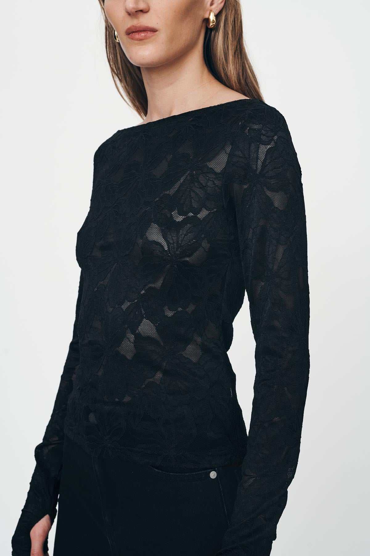 Rowie Samantha Lace Top Black Noir
