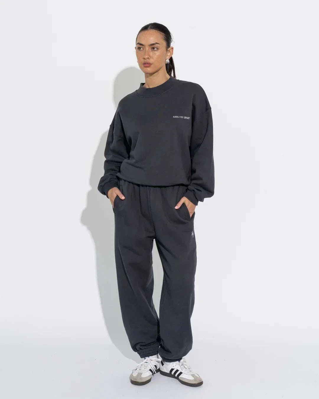 Sara Fox Drift Crew Neck Sweater Mariner Chalk