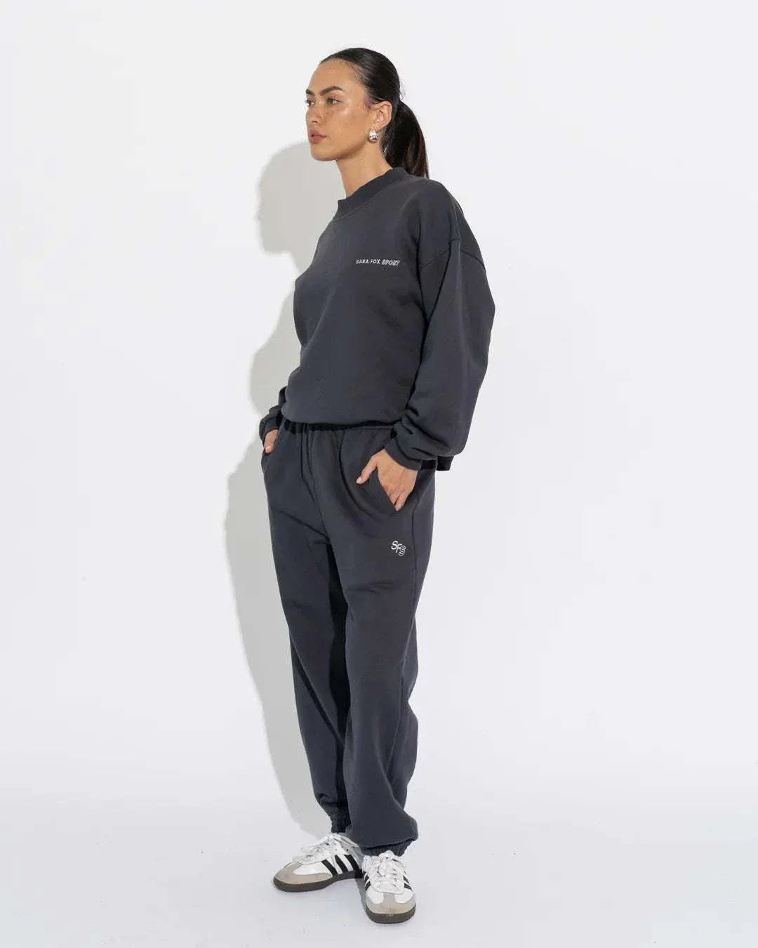 Sara Fox Drift Classic Fit Track Pant Mariner Chalk