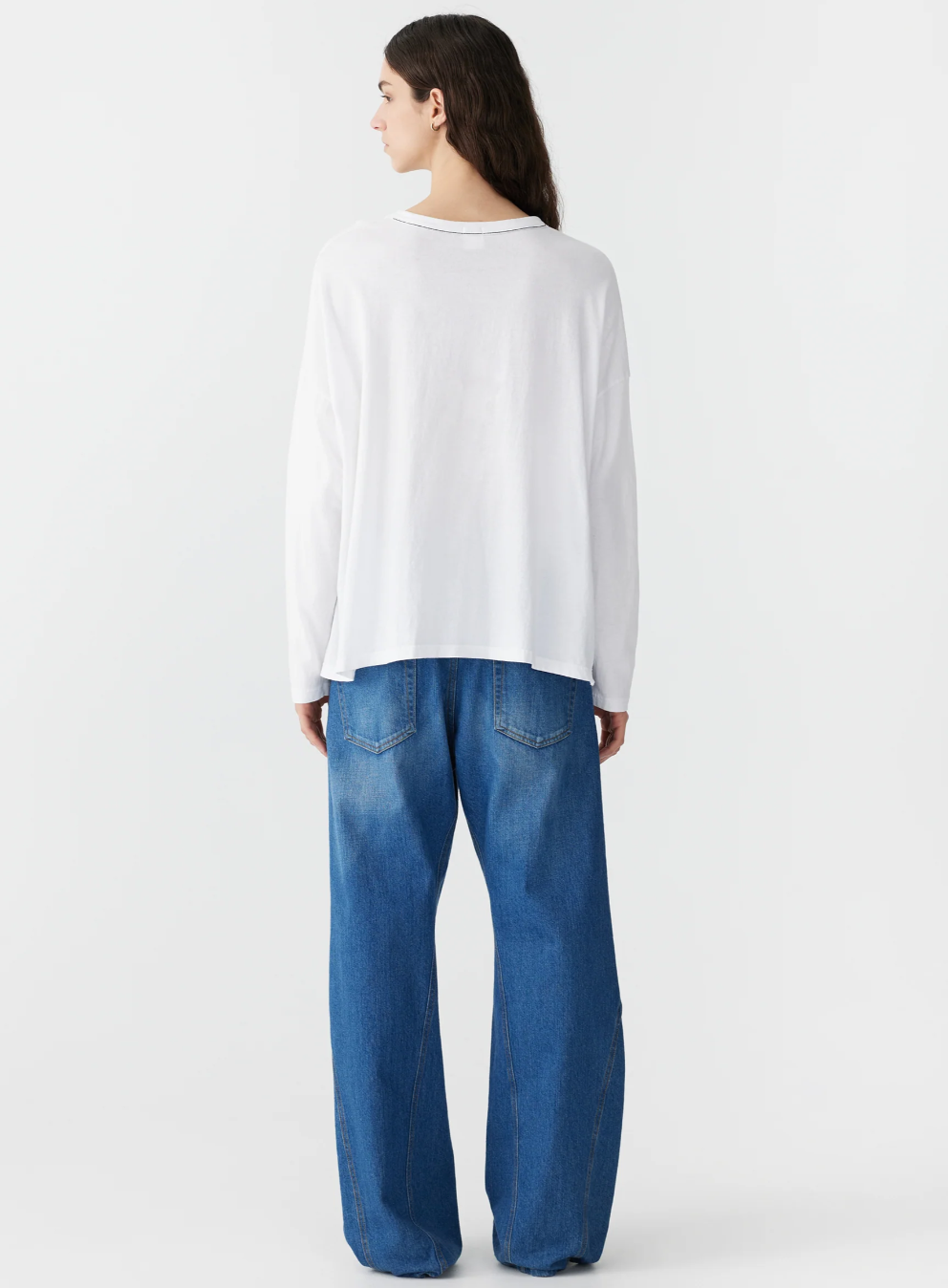Bassike Boxy Heritage Long Sleeve T Shirt White