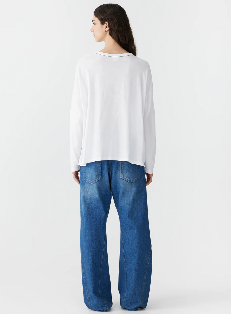 Bassike Boxy Heritage Long Sleeve T Shirt White