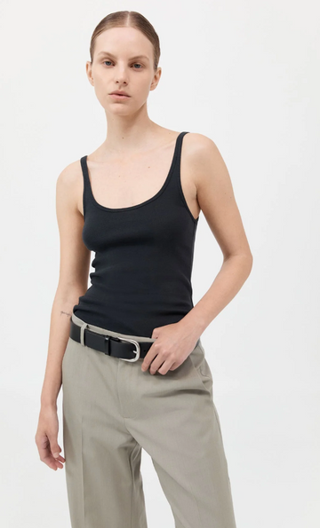 St Agni Organic Cotton Slim Scoop Tank Black