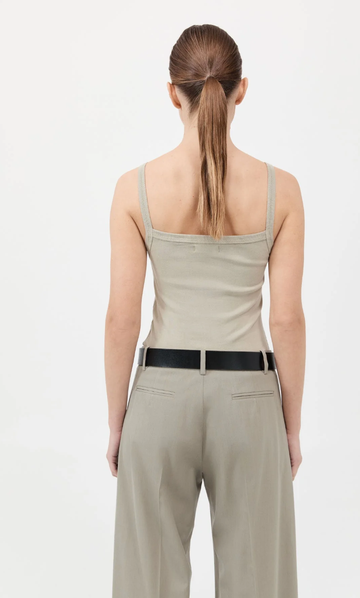 St Agni Organic Cotton Square Neck Tank Moss Grey