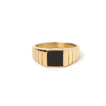 Arms of Eve Yin Signet Ring Gold Black