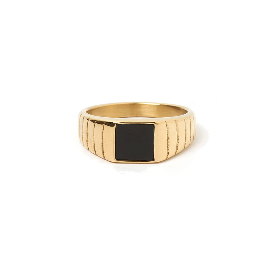 Arms of Eve Yin Signet Ring Gold Black