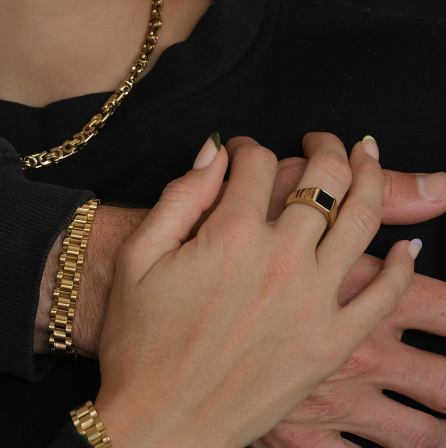 Arms of Eve Yin Signet Ring Gold Black