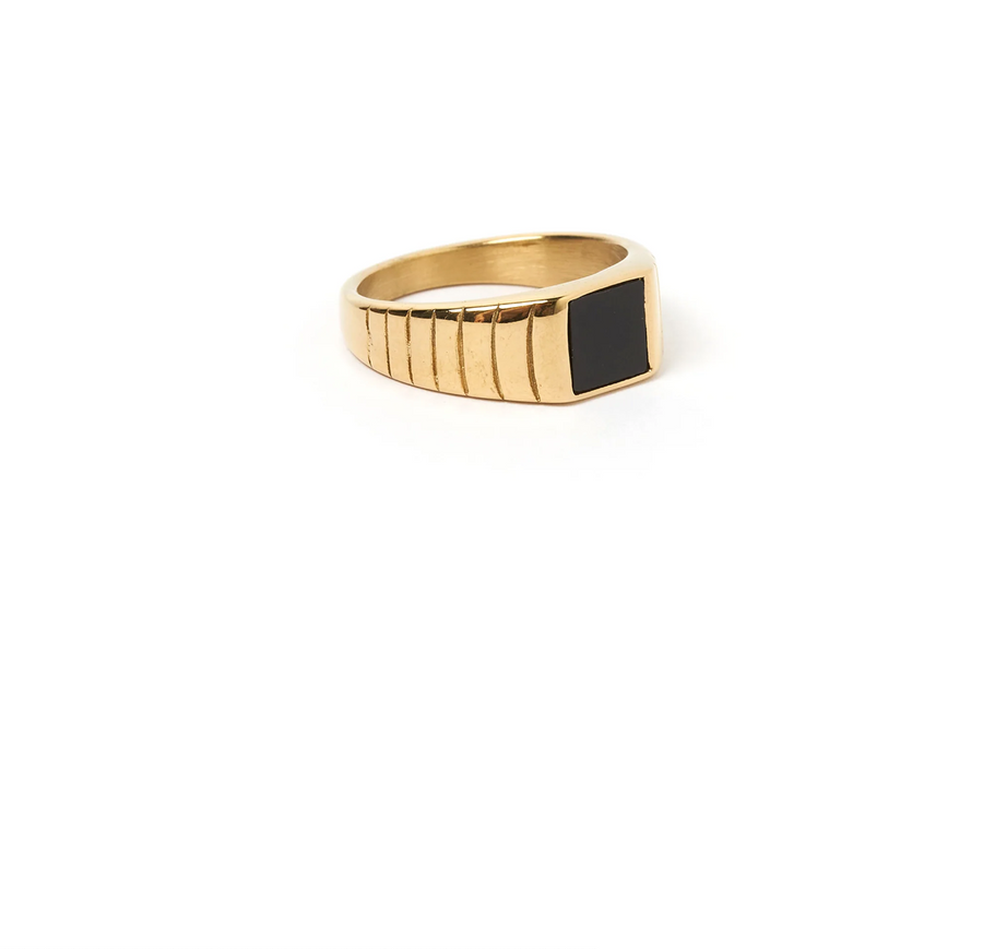 Arms of Eve Yin Signet Ring Gold Black