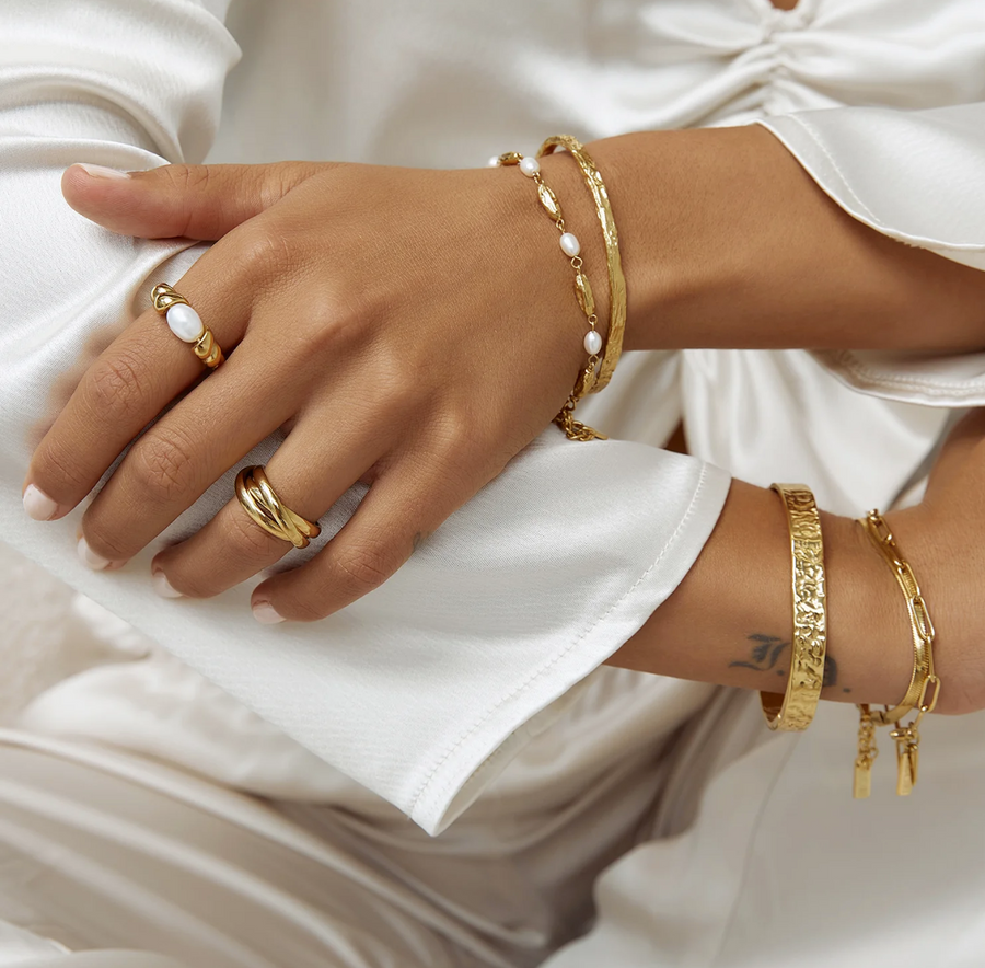 Arms Of Eve Riviera Gold and Pearl Ring