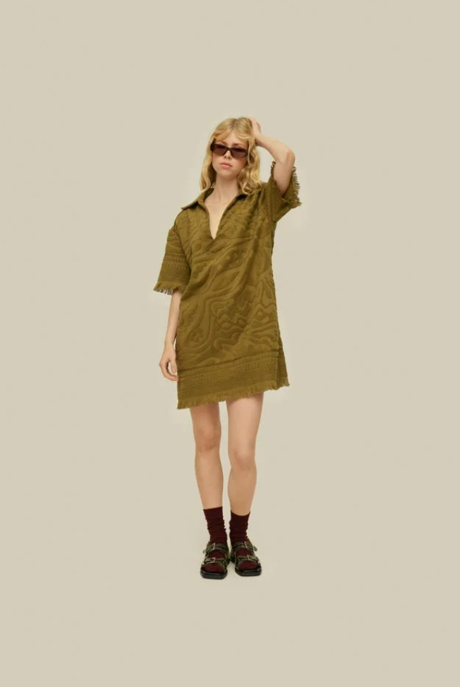 OAS Company Olive Aya Terry Dress