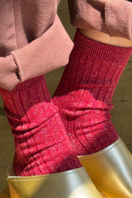 Le Bon Shoppe Her Socks Carmine Giltter