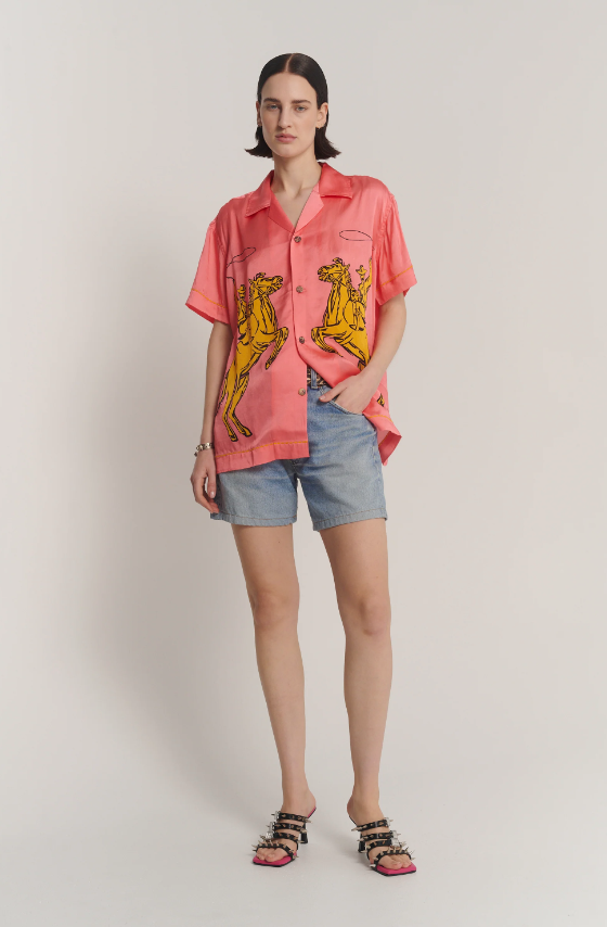 THE TALES Silk Cowboy Shirt Pink
