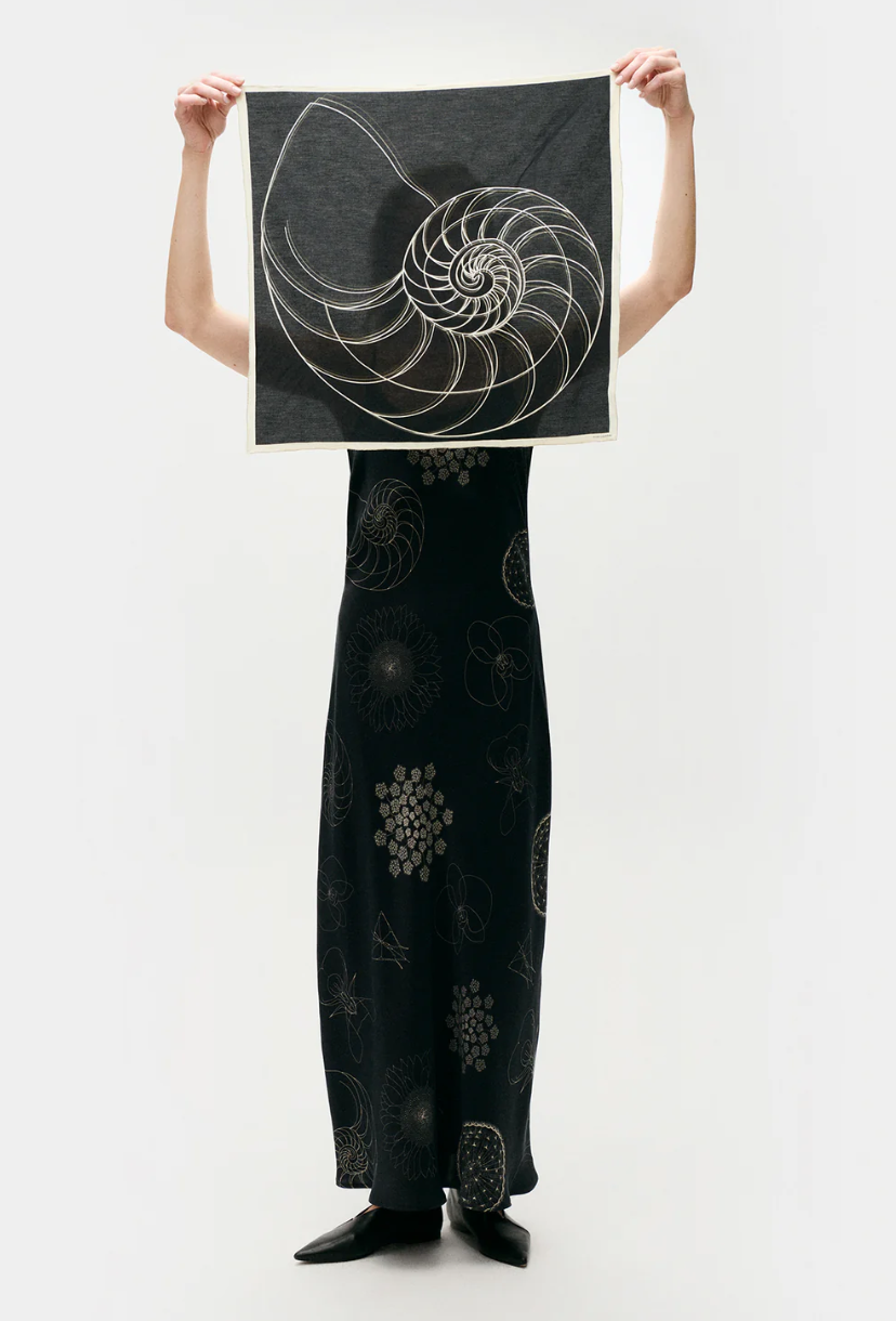 Silk Laundry Twill Fibonacci Scarf Black