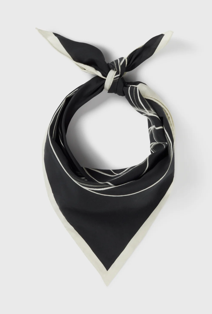 Silk Laundry Twill Fibonacci Scarf Black