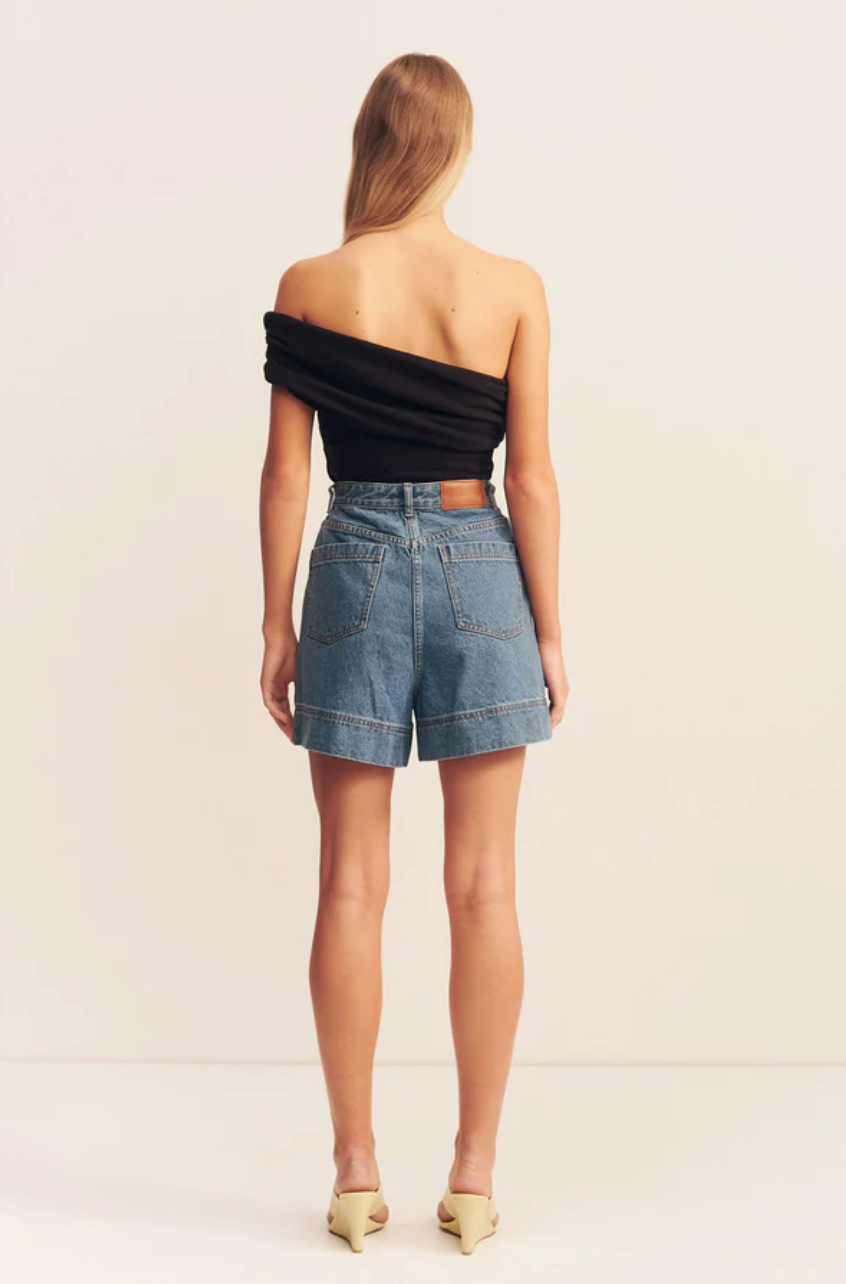 Shona Joy Beau One Shoulder Top Black