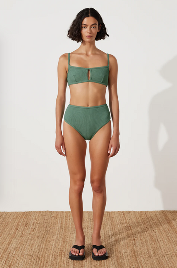 Zulu and Zephyr Textured Waisted Full Brief Emerald