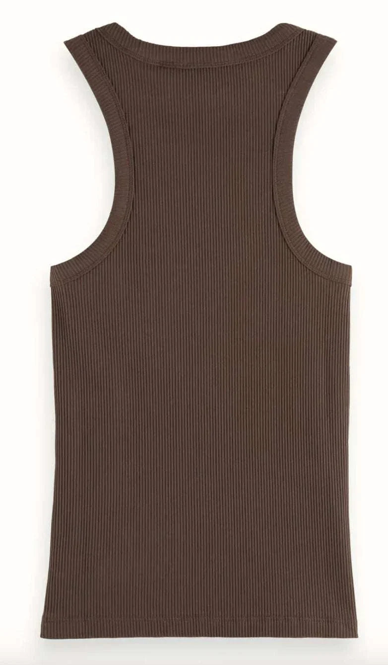 Scotch and Soda Racer Rib Tank Coffee