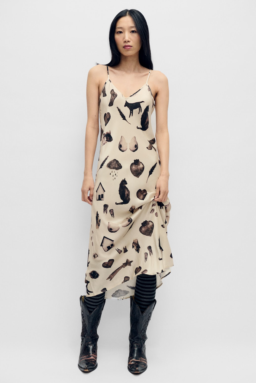 Silk Laundry 90s Slip Dress Miracles Hazelnut