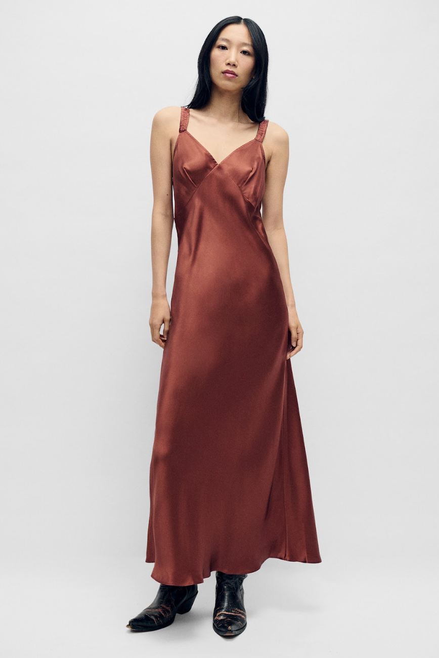 silk laundry Deco Ruched Dress Canyon