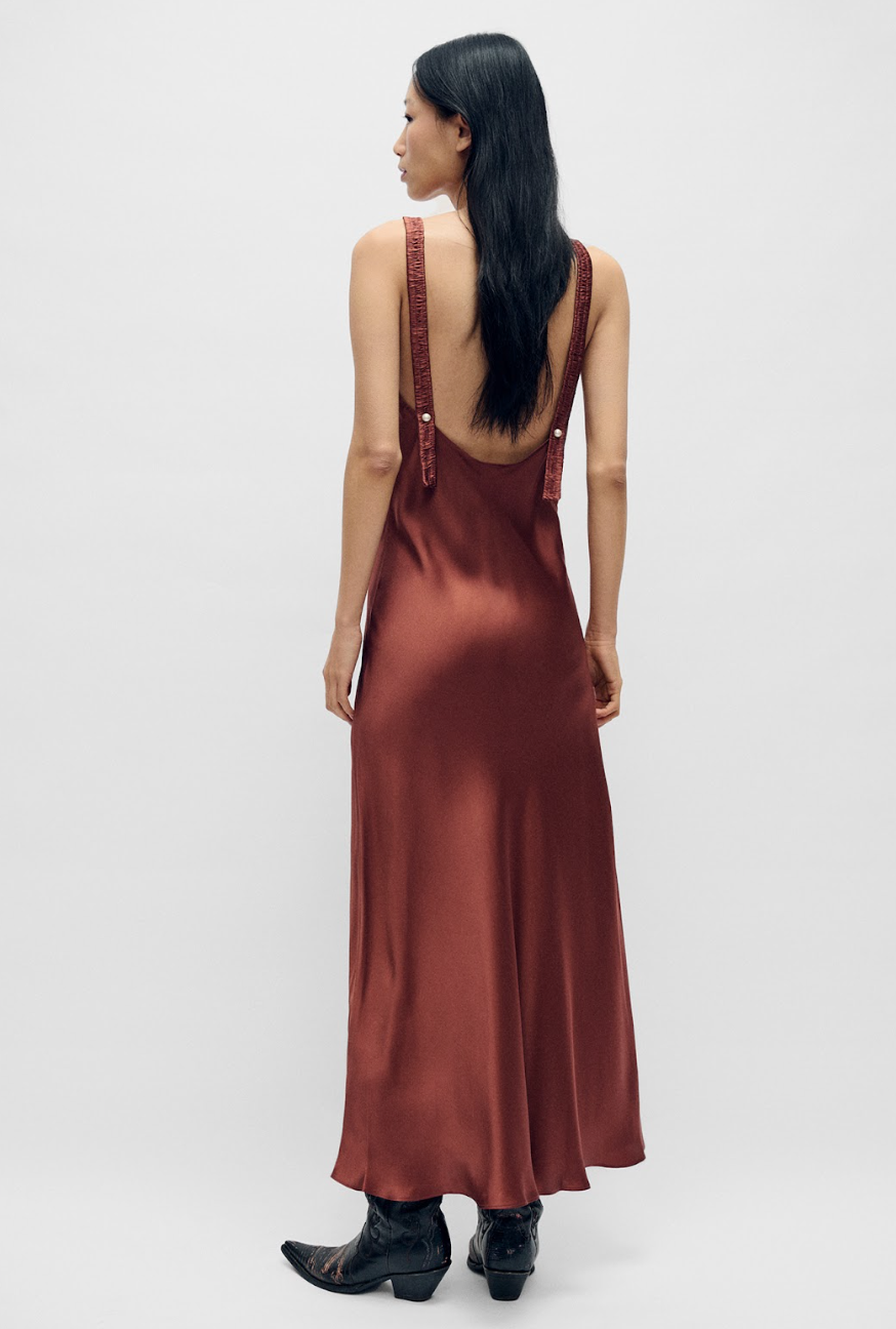 silk laundry Deco Ruched Dress Canyon