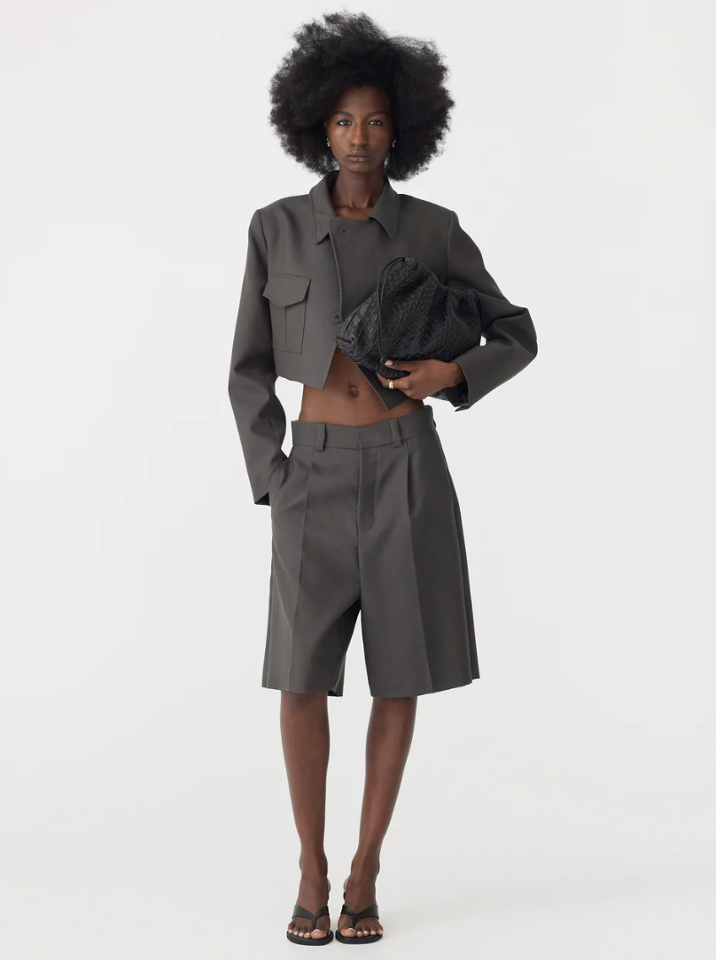 Bassike Tailored Longerline Short Slate Grey