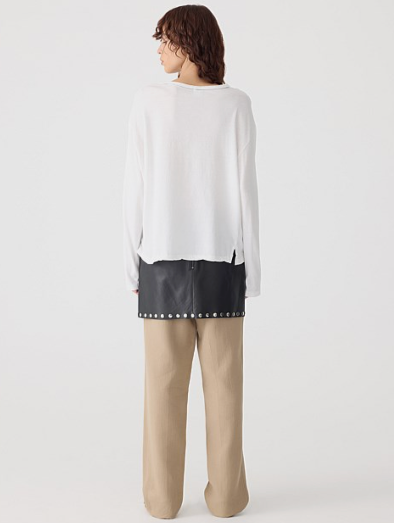 Bassike Boyfriend Htg Long Sleeve T Shirt White