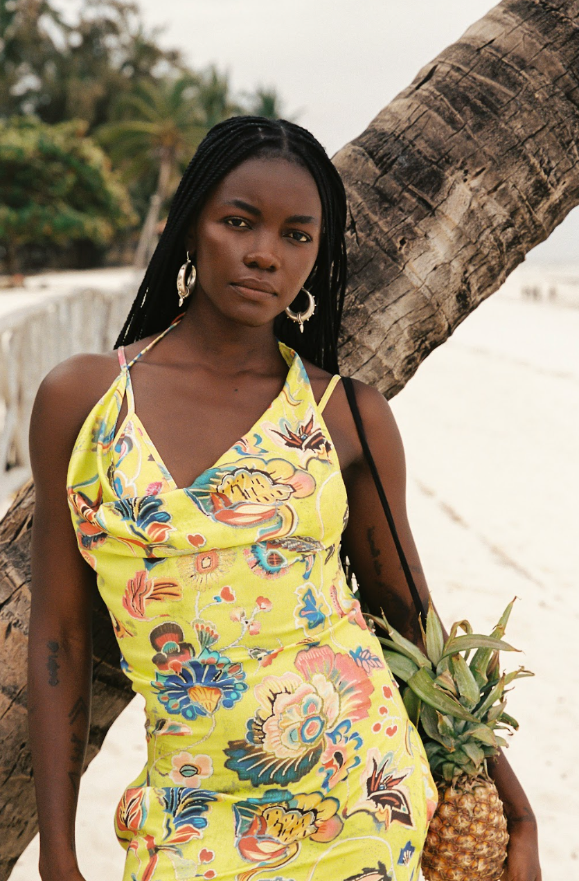 Kinga Csilla Bacio Di Mare Halter Midi Dress