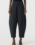 Bassike Crushed Cotton Darted Hem Pant Black