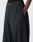 Bassike Crushed Cotton Darted Hem Pant Black