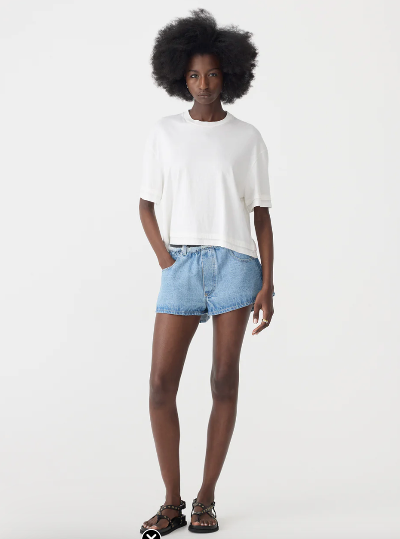 Bassike Slouch Layered T Shirt White