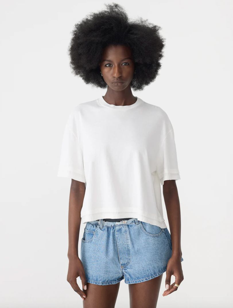 Bassike Slouch Layered T Shirt White