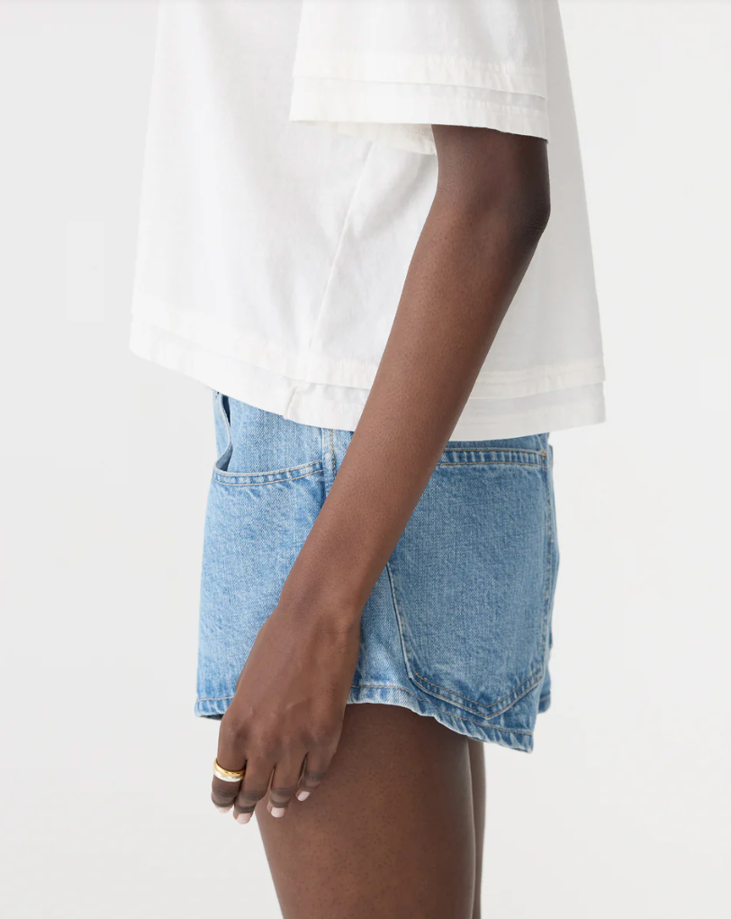 Bassike Slouch Layered T Shirt White