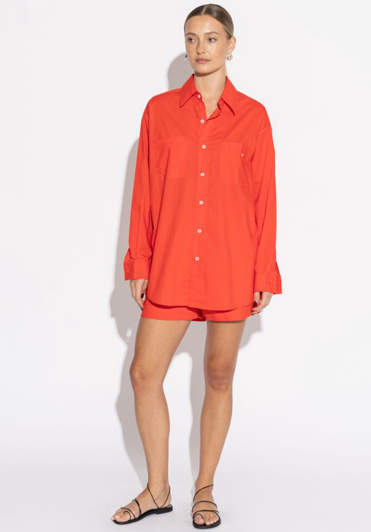 Sara Fox Classic Boyfriend Shirt Tangelo