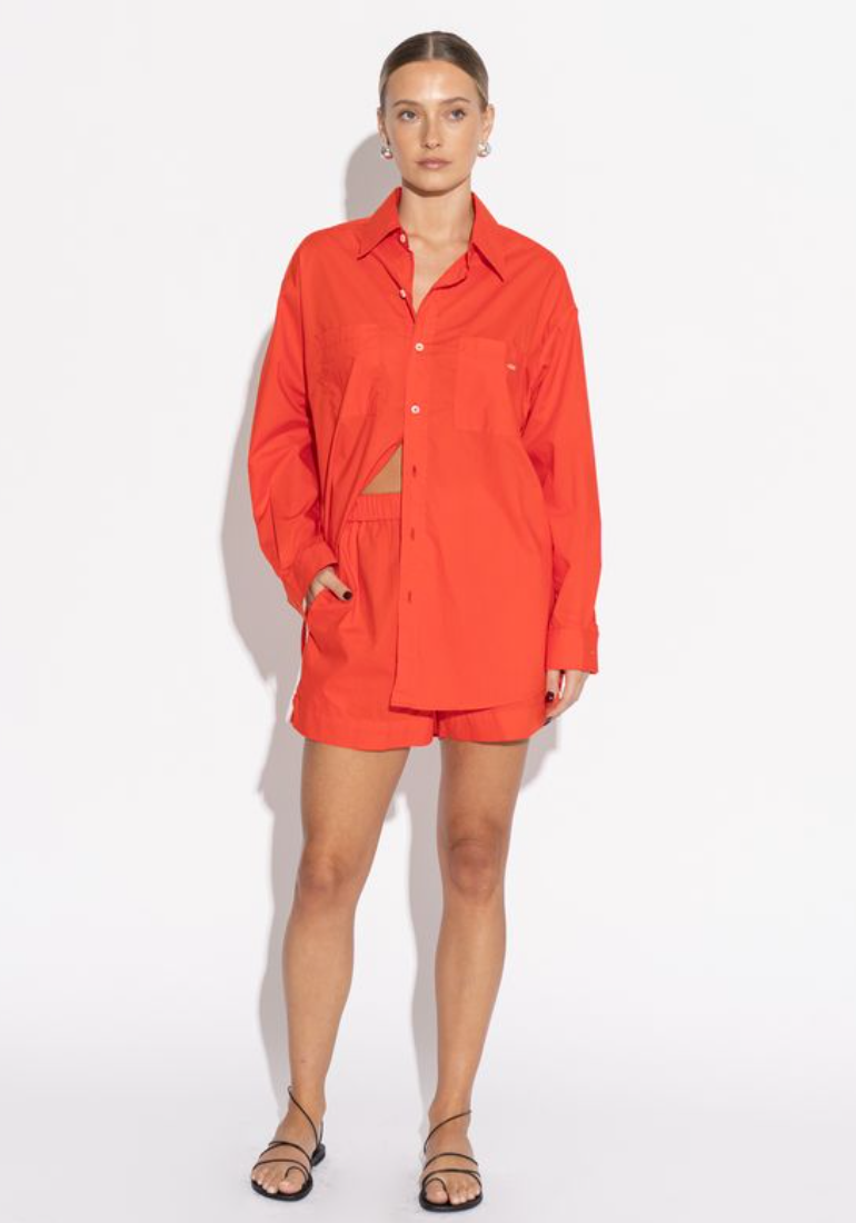 Sara Fox Classic Boyfriend Shirt Tangelo