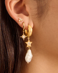 Murkani Cosmic Love Long Star Earrings 18kt Gold Plated