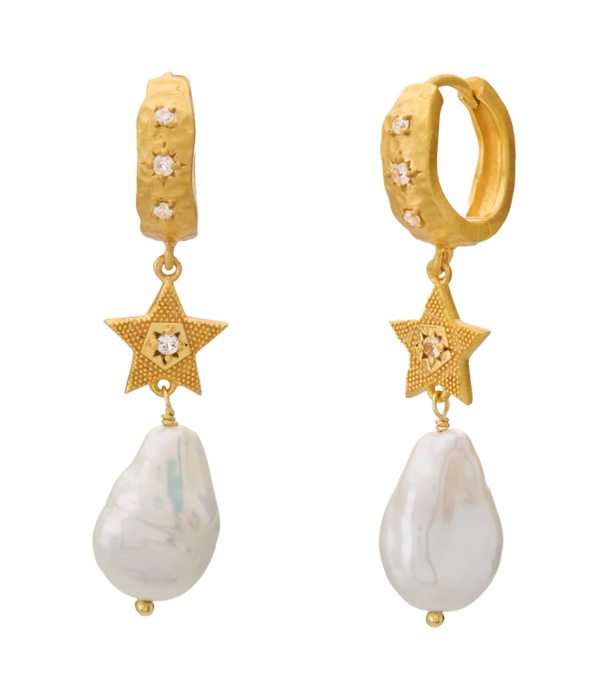 Murkani Cosmic Love Long Star Earrings 18kt Gold Plated