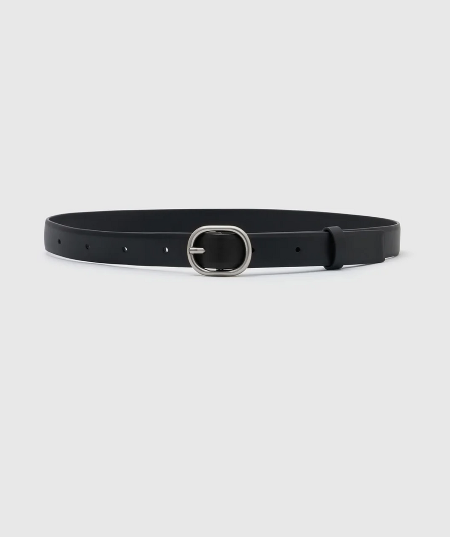 Camilla and Marc Rae Matte Leather Belt Black Silver