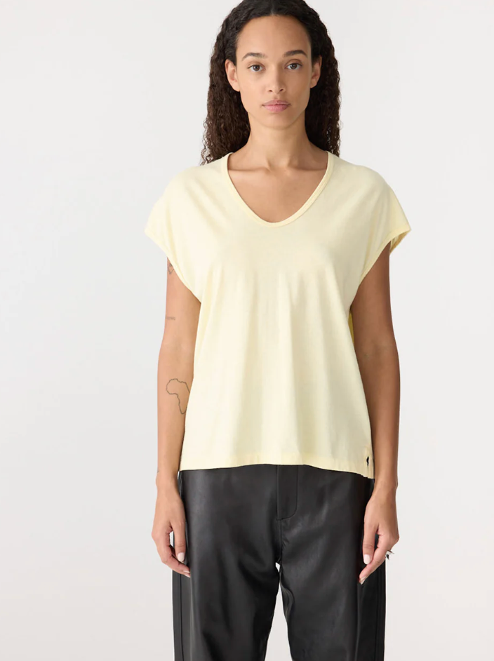Bassike Fine Bind Scoop Neck Tank Lemon Sorbet